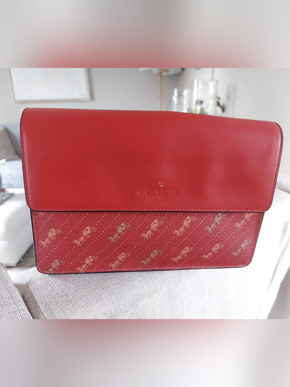 Authentic Coach Red Designer Leather Crossbody
